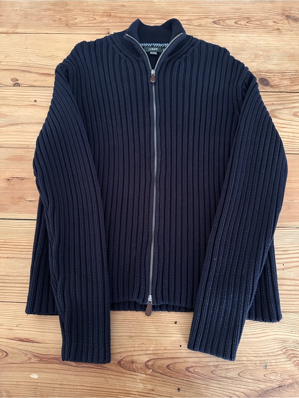 J. Crew Men’s Navy Ribbed Zip-Up Sweater